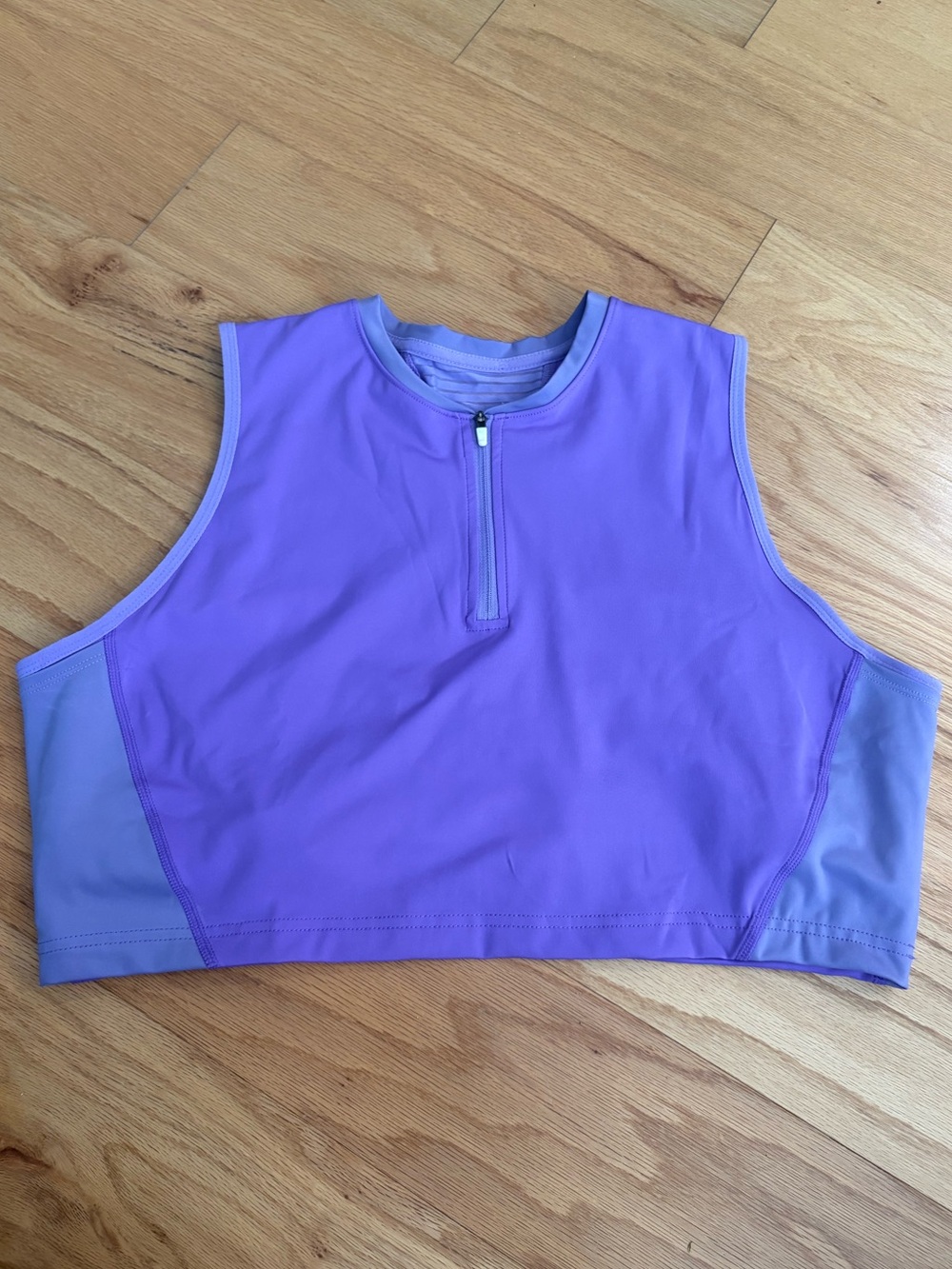 Nike Pro Dri-FIT Cropped Tank Top XXL | 1/2 Zip | Built-In Bra Purple - Picture 2 of 12